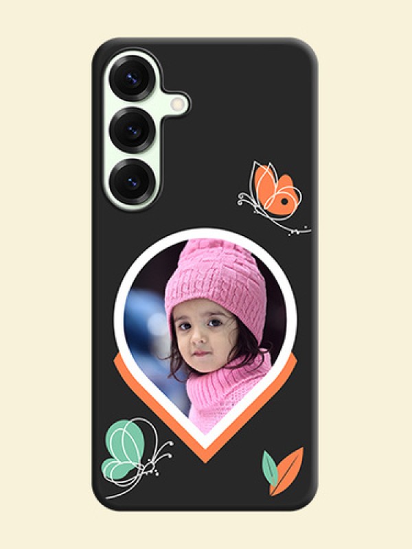 Upload Pic With Simple Butterly Design On Space Black Custom Soft Matte Mobile Back Cover - Galaxy S25 Plus 5G