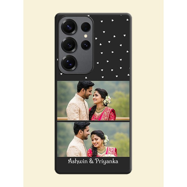 Miniature Love Symbols with Name On Space Black Custom Soft Matte Mobile Back Cover - Galaxy S25 Ultra 5G Miniature Love Symbols with Name On Space Black Custom Soft Matte Mobile Back Cover - Galaxy S25 Ultra 5G