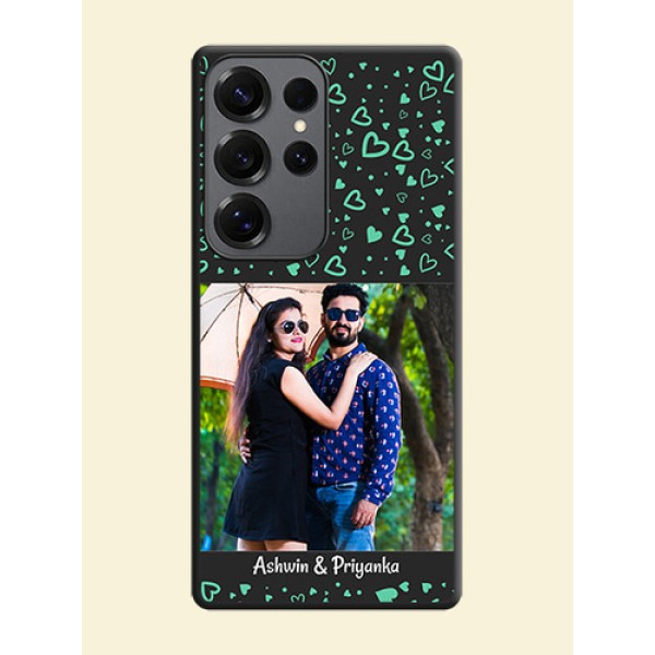 Sea Green Indefinite Love Pattern on Photo On Space Black Custom Soft Matte Mobile Back Cover - Galaxy S25 Ultra 5G Sea Green Indefinite Love Pattern on Photo On Space Black Custom Soft Matte Mobile Back Cover - Galaxy S25 Ultra 5G