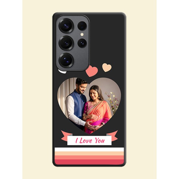 Love Shaped Photo with Colorful Stripes On Space Black Custom Soft Matte Mobile Back Cover - Galaxy S25 Ultra 5G Love Shaped Photo with Colorful Stripes On Space Black Custom Soft Matte Mobile Back Cover - Galaxy S25 Ultra 5G