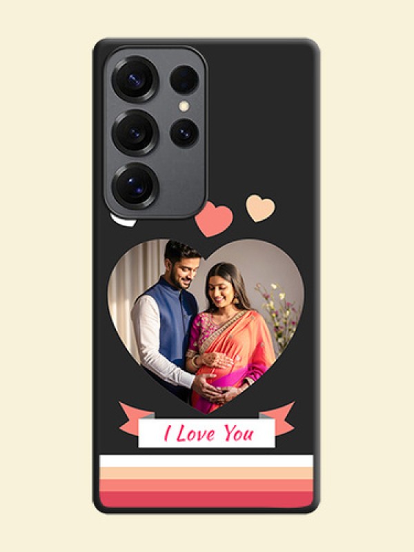 Love Shaped Photo with Colorful Stripes On Space Black Custom Soft Matte Mobile Back Cover - Galaxy S25 Ultra 5G