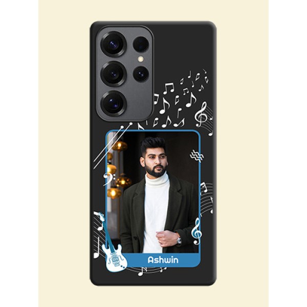 Musical Theme Design with Text on Photo On Space Black Custom Soft Matte Mobile Back Cover - Galaxy S25 Ultra 5G Musical Theme Design with Text on Photo On Space Black Custom Soft Matte Mobile Back Cover - Galaxy S25 Ultra 5G