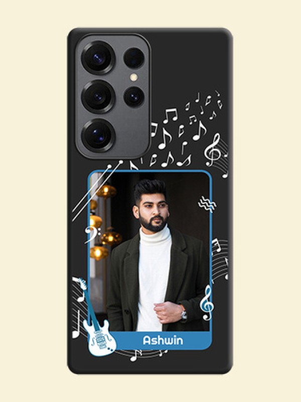 Musical Theme Design with Text on Photo On Space Black Custom Soft Matte Mobile Back Cover - Galaxy S25 Ultra 5G
