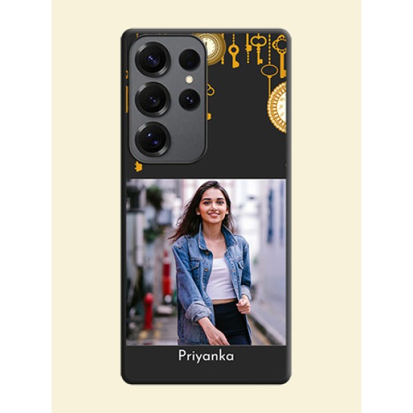 Decorative Design with Text On Space Black Custom Soft Matte Mobile Back Cover - Galaxy S25 Ultra 5G Decorative Design with Text On Space Black Custom Soft Matte Mobile Back Cover - Galaxy S25 Ultra 5G