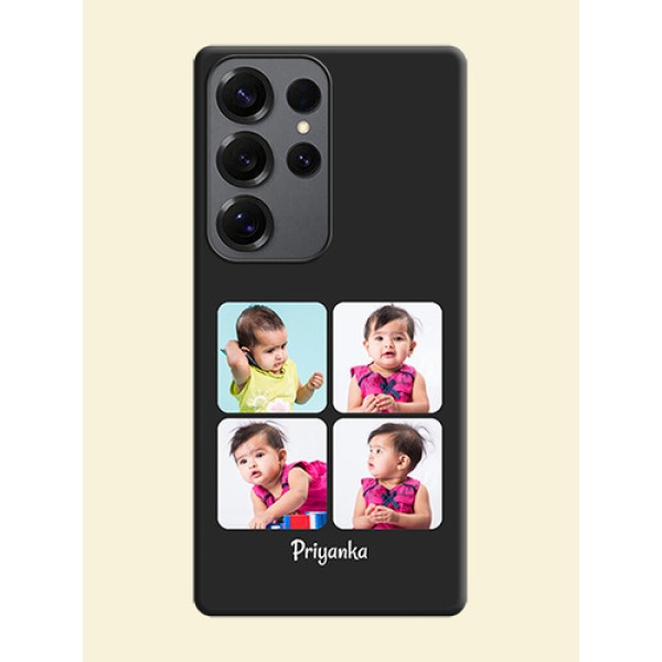 Floral Art with 6 Image Holder on Photo On Space Black Custom Soft Matte Mobile Back Cover - Galaxy S25 Ultra 5G Floral Art with 6 Image Holder on Photo On Space Black Custom Soft Matte Mobile Back Cover - Galaxy S25 Ultra 5G