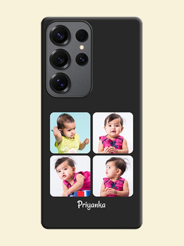 Floral Art with 6 Image Holder on Photo On Space Black Custom Soft Matte Mobile Back Cover - Galaxy S25 Ultra 5G