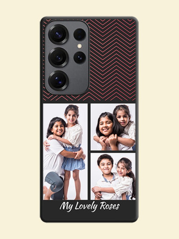 Wave Pattern with 3 Image Holder On Space Black Custom Soft Matte Mobile Back Cover - Galaxy S25 Ultra 5G