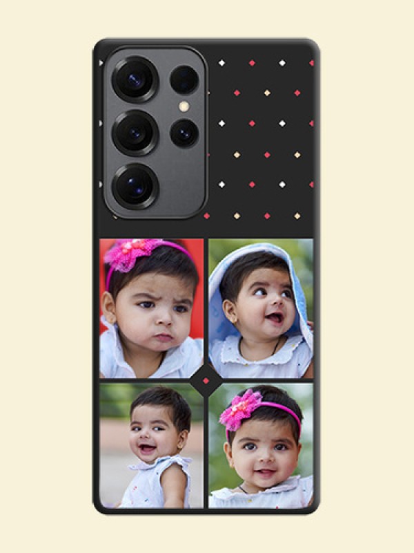 Multicolor Dotted Pattern with 4 Image Holder On Space Black Custom Soft Matte Mobile Back Cover - Galaxy S25 Ultra 5G