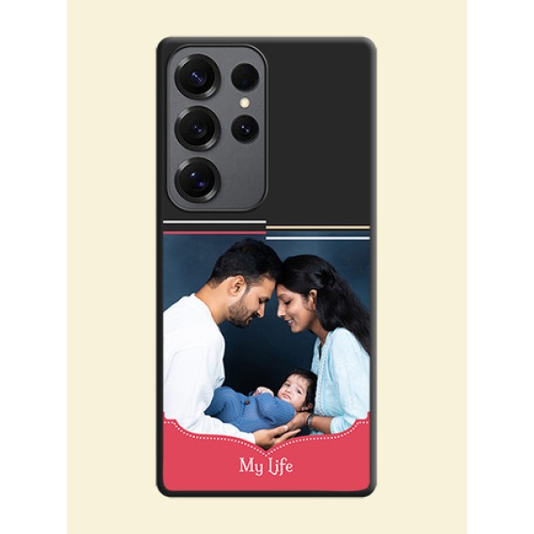 Classic Plain Design with Name On Space Black Custom Soft Matte Mobile Back Cover - Galaxy S25 Ultra 5G Classic Plain Design with Name On Space Black Custom Soft Matte Mobile Back Cover - Galaxy S25 Ultra 5G