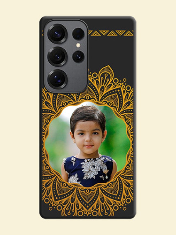 Round Image with Floral Design On Space Black Custom Soft Matte Mobile Back Cover - Galaxy S25 Ultra 5G