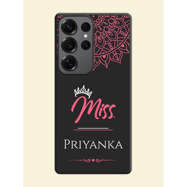 Mrs Name with Floral Design On Space Black Custom Soft Matte Mobile Back Cover - Galaxy S25 Ultra 5G Mrs Name with Floral Design On Space Black Custom Soft Matte Mobile Back Cover - Galaxy S25 Ultra 5G