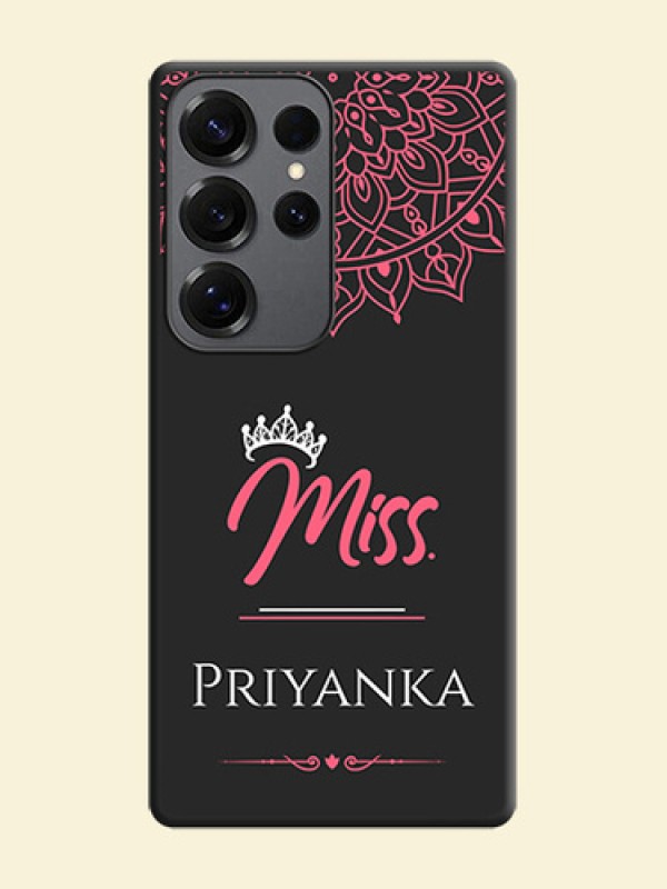 Mrs Name with Floral Design On Space Black Custom Soft Matte Mobile Back Cover - Galaxy S25 Ultra 5G