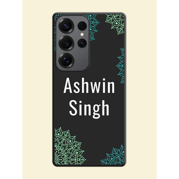 Your Name with Floral Design On Space Black Custom Soft Matte Mobile Back Cover - Galaxy S25 Ultra 5G Your Name with Floral Design On Space Black Custom Soft Matte Mobile Back Cover - Galaxy S25 Ultra 5G