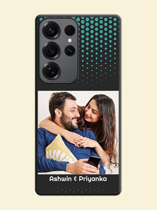 Faded Dots with Grunge Photo Frame and Text On Space Black Custom Soft Matte Mobile Back Cover - Galaxy S25 Ultra 5G