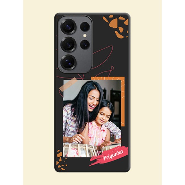 Orange Photo Frame On Space Black Custom Soft Matte Mobile Back Cover - Galaxy S25 Ultra 5G Orange Photo Frame On Space Black Custom Soft Matte Mobile Back Cover - Galaxy S25 Ultra 5G