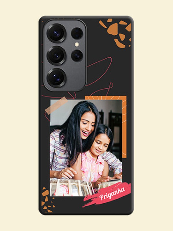 Orange Photo Frame On Space Black Custom Soft Matte Mobile Back Cover - Galaxy S25 Ultra 5G
