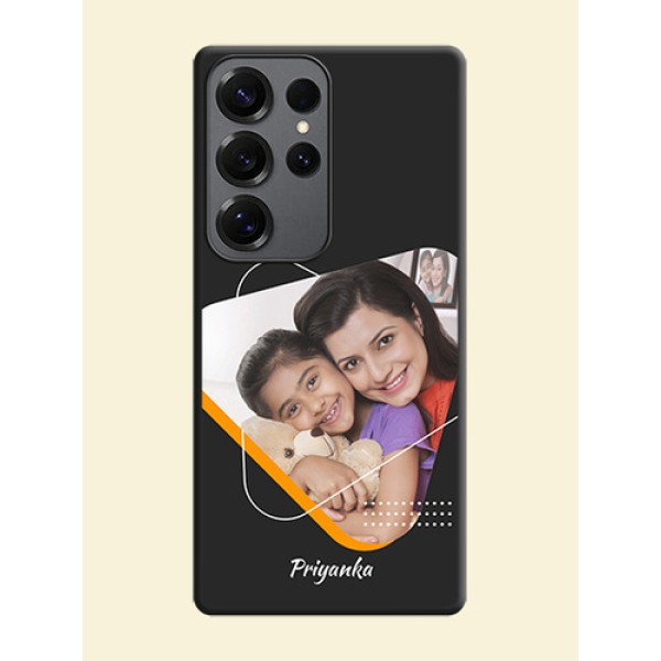 Yellow Triangle on Photo On Space Black Custom Soft Matte Mobile Back Cover - Galaxy S25 Ultra 5G Yellow Triangle on Photo On Space Black Custom Soft Matte Mobile Back Cover - Galaxy S25 Ultra 5G