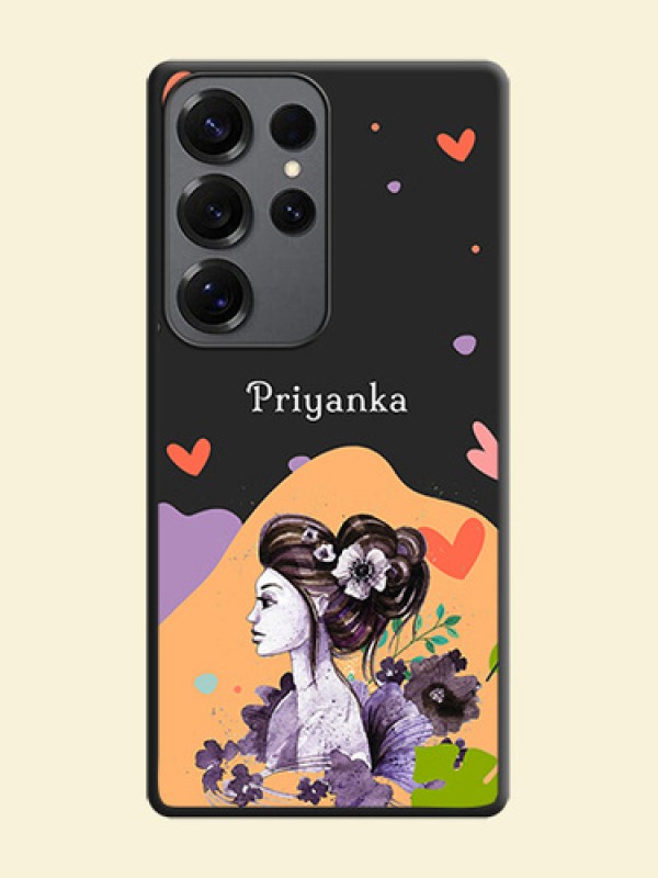 Namecase For Her With Fancy Lady Image On Space Black Custom Soft Matte Mobile Back Cover - Galaxy S25 Ultra 5G