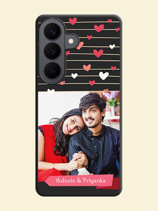Love Pattern with Name on Pink Ribbon on Photo On Space Black Custom Soft Matte Mobile Back Cover - Samsung Galaxy S26 5G
