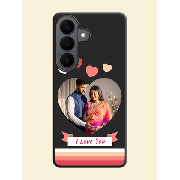 Love Shaped Photo with Colorful Stripes On Space Black Custom Soft Matte Mobile Back Cover - Samsung Galaxy S26 5G Love Shaped Photo with Colorful Stripes On Space Black Custom Soft Matte Mobile Back Cover - Samsung Galaxy S26 5G