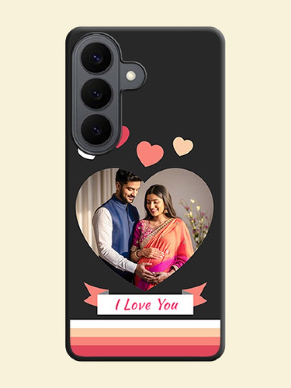Love Shaped Photo with Colorful Stripes On Space Black Custom Soft Matte Mobile Back Cover - Samsung Galaxy S26 5G