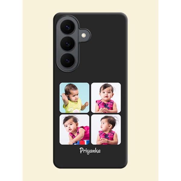 Floral Art with 6 Image Holder on Photo On Space Black Custom Soft Matte Mobile Back Cover - Samsung Galaxy S26 5G Floral Art with 6 Image Holder on Photo On Space Black Custom Soft Matte Mobile Back Cover - Samsung Galaxy S26 5G