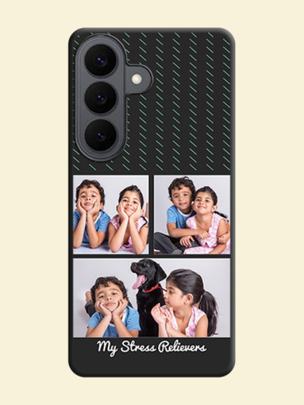 Cross Dotted Pattern with 2 Image Holder On Space Black Custom Soft Matte Mobile Back Cover - Samsung Galaxy S26 5G