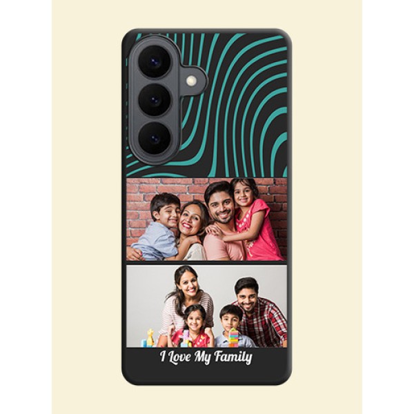Wave Pattern with 2 Image Holder On Space Black Custom Soft Matte Mobile Back Cover - Samsung Galaxy S26 5G Wave Pattern with 2 Image Holder On Space Black Custom Soft Matte Mobile Back Cover - Samsung Galaxy S26 5G