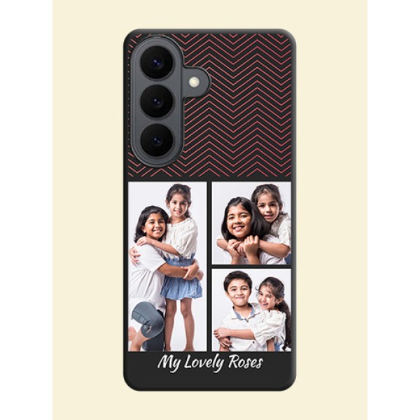 Wave Pattern with 3 Image Holder On Space Black Custom Soft Matte Mobile Back Cover - Samsung Galaxy S26 5G