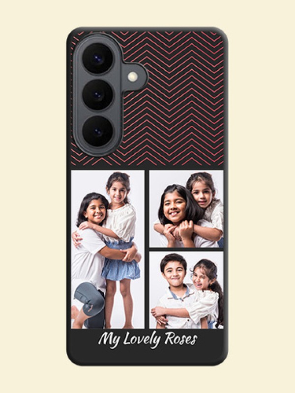 Wave Pattern with 3 Image Holder On Space Black Custom Soft Matte Mobile Back Cover - Samsung Galaxy S26 5G