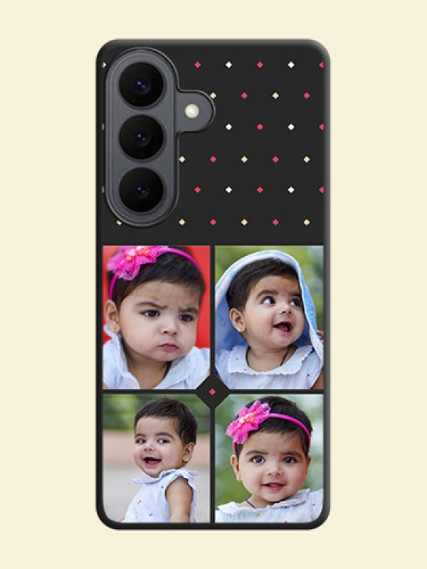 Multicolor Dotted Pattern with 4 Image Holder On Space Black Custom Soft Matte Mobile Back Cover - Samsung Galaxy S26 5G