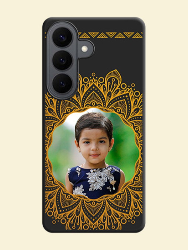Round Image with Floral Design On Space Black Custom Soft Matte Mobile Back Cover - Samsung Galaxy S26 5G