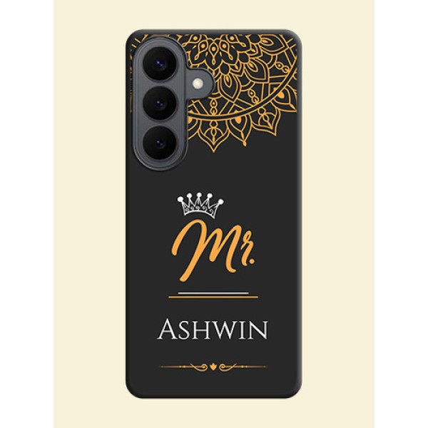 Mr Name with Floral Design On Space Black Custom Soft Matte Mobile Back Cover - Samsung Galaxy S26 5G Mr Name with Floral Design On Space Black Custom Soft Matte Mobile Back Cover - Samsung Galaxy S26 5G