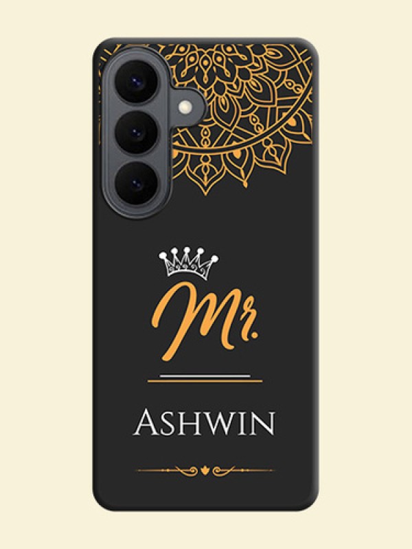 Mr Name with Floral Design On Space Black Custom Soft Matte Mobile Back Cover - Samsung Galaxy S26 5G