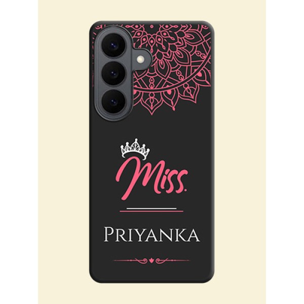 Mrs Name with Floral Design On Space Black Custom Soft Matte Mobile Back Cover - Samsung Galaxy S26 5G Mrs Name with Floral Design On Space Black Custom Soft Matte Mobile Back Cover - Samsung Galaxy S26 5G