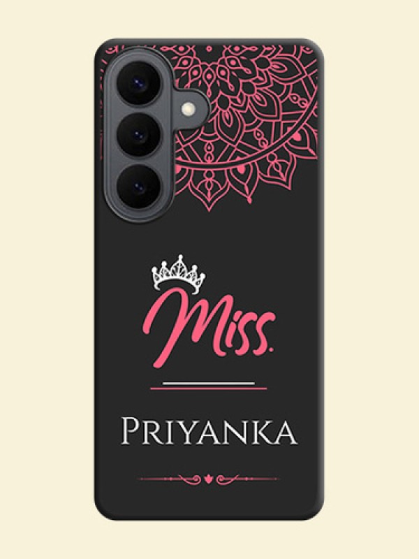 Mrs Name with Floral Design On Space Black Custom Soft Matte Mobile Back Cover - Samsung Galaxy S26 5G