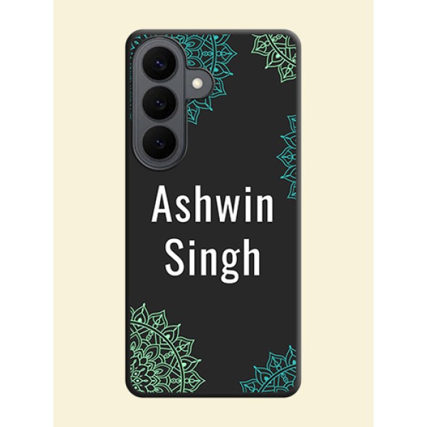Your Name with Floral Design On Space Black Custom Soft Matte Mobile Back Cover - Samsung Galaxy S26 5G Your Name with Floral Design On Space Black Custom Soft Matte Mobile Back Cover - Samsung Galaxy S26 5G