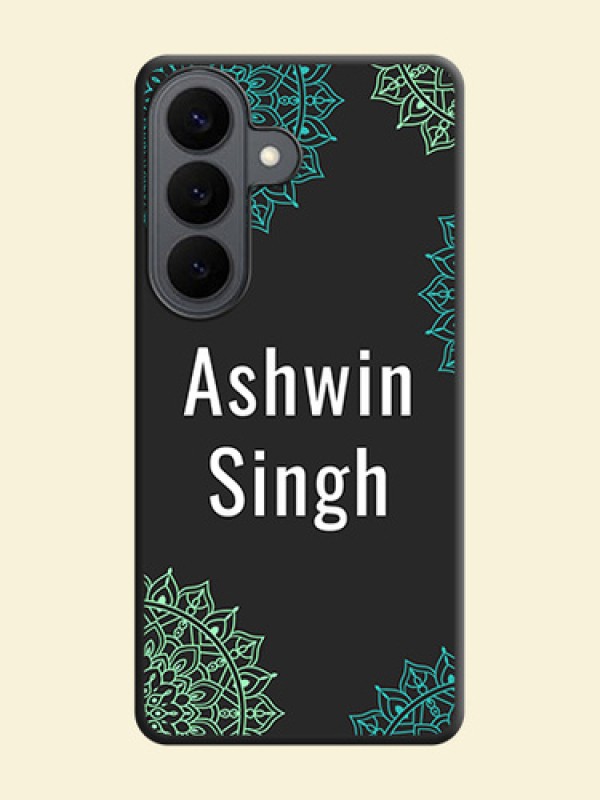Your Name with Floral Design On Space Black Custom Soft Matte Mobile Back Cover - Samsung Galaxy S26 5G