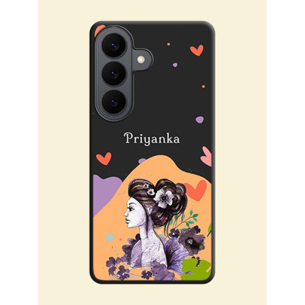 Namecase For Her With Fancy Lady Image On Space Black Custom Soft Matte Mobile Back Cover - Samsung Galaxy S26 5G Namecase For Her With Fancy Lady Image On Space Black Custom Soft Matte Mobile Back Cover - Samsung Galaxy S26 5G