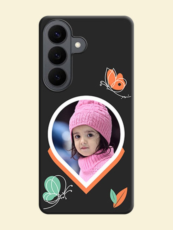 Upload Pic With Simple Butterly Design On Space Black Custom Soft Matte Mobile Back Cover - Samsung Galaxy S26 5G