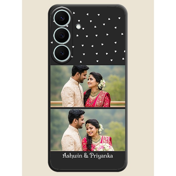 Miniature Love Symbols with Name On Space Black Custom Soft Matte Mobile Back Cover - Samsung Galaxy S26 FE 5G Miniature Love Symbols with Name On Space Black Custom Soft Matte Mobile Back Cover - Samsung Galaxy S26 FE 5G