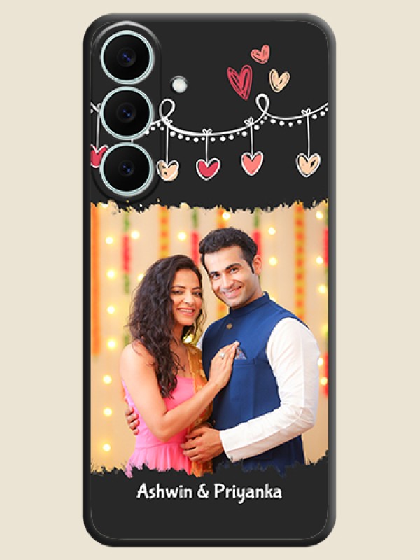Pink Love Hangings with Name On Space Black Custom Soft Matte Mobile Back Cover - Samsung Galaxy S26 FE 5G