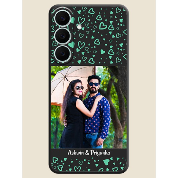 Sea Green Indefinite Love Pattern on Photo On Space Black Custom Soft Matte Mobile Back Cover - Samsung Galaxy S26 FE 5G Sea Green Indefinite Love Pattern on Photo On Space Black Custom Soft Matte Mobile Back Cover - Samsung Galaxy S26 FE 5G