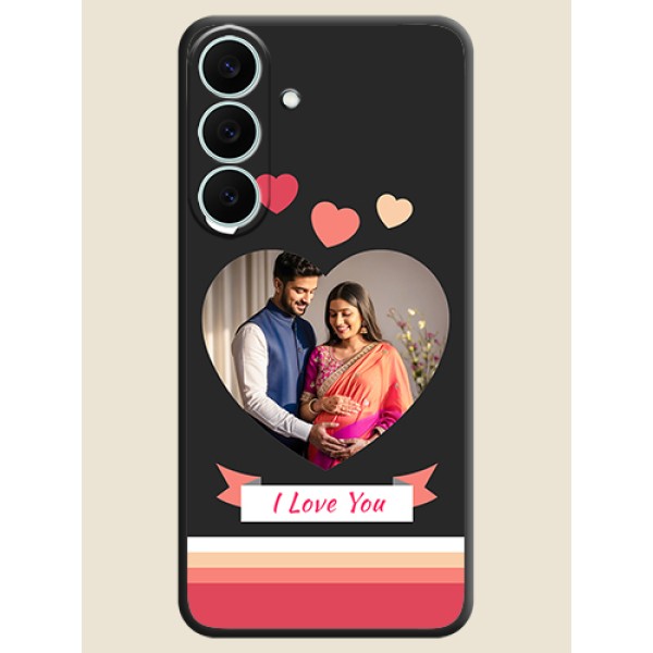 Love Shaped Photo with Colorful Stripes On Space Black Custom Soft Matte Mobile Back Cover - Samsung Galaxy S26 FE 5G