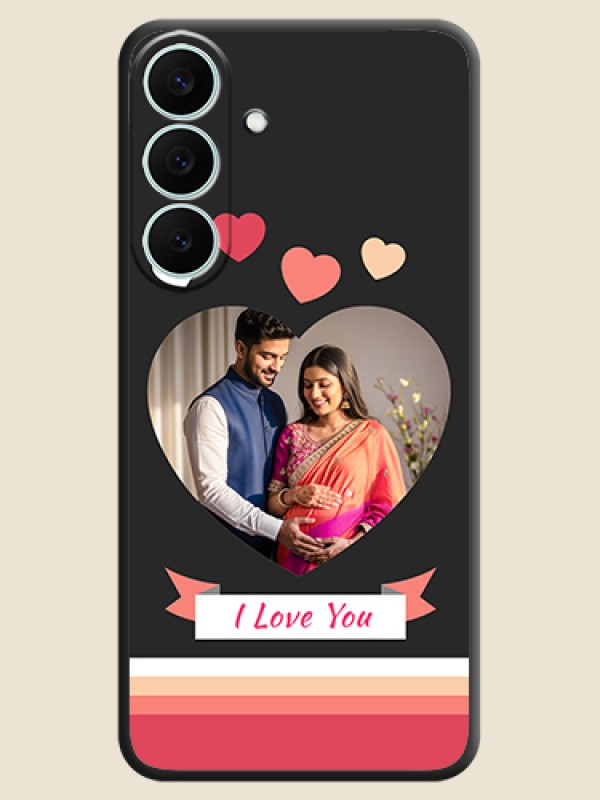 Love Shaped Photo with Colorful Stripes On Space Black Custom Soft Matte Mobile Back Cover - Samsung Galaxy S26 FE 5G