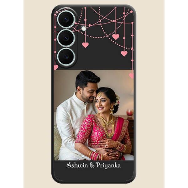 Pink Love Hangings with Text On Space Black Custom Soft Matte Mobile Back Cover - Samsung Galaxy S26 FE 5G Pink Love Hangings with Text On Space Black Custom Soft Matte Mobile Back Cover - Samsung Galaxy S26 FE 5G