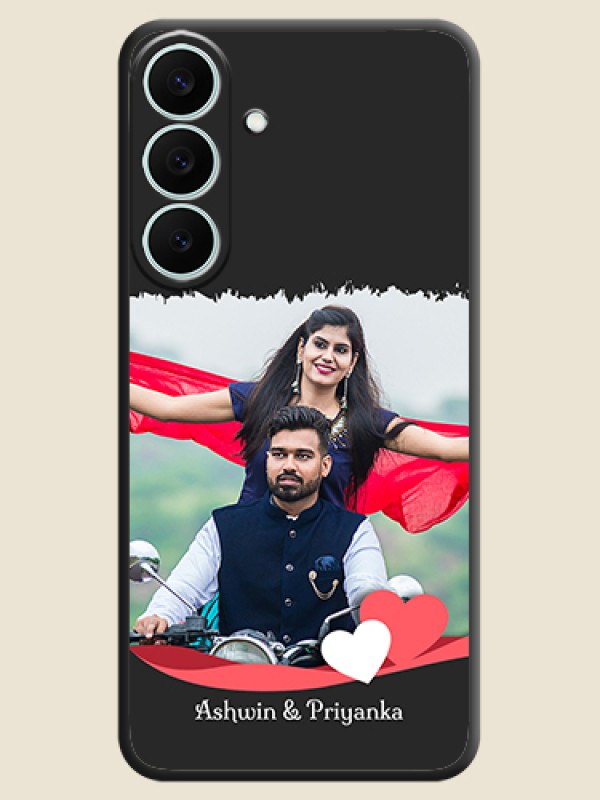 Pin Color Love Shaped Ribbon Design with Text On Space Black Custom Soft Matte Mobile Back Cover - Samsung Galaxy S26 FE 5G