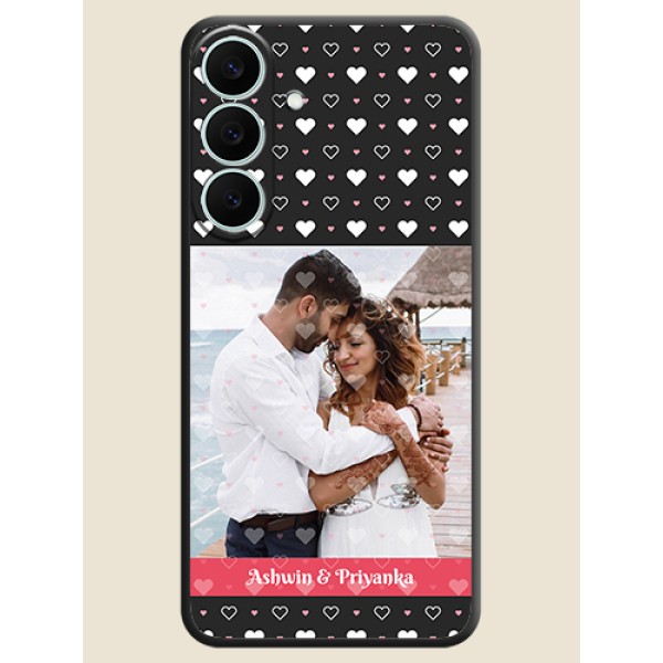 White Color Love Symbols with Text Design on Photo On Space Black Custom Soft Matte Mobile Back Cover - Samsung Galaxy S26 FE 5G White Color Love Symbols with Text Design on Photo On Space Black Custom Soft Matte Mobile Back Cover - Samsung Galaxy S26 FE 5G