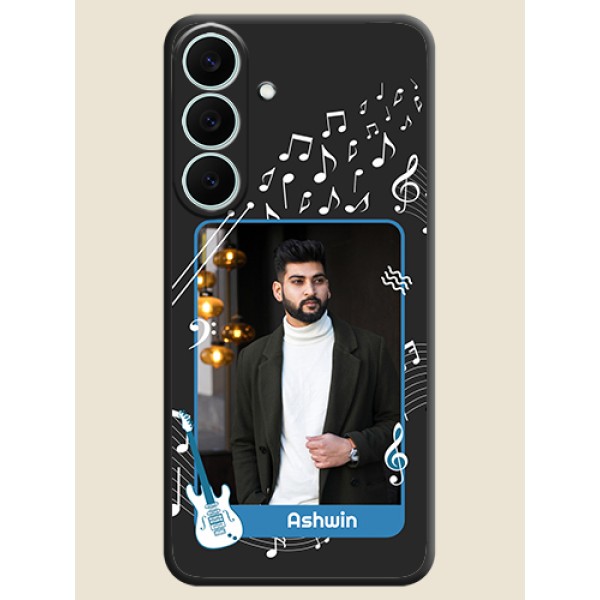 Musical Theme Design with Text on Photo On Space Black Custom Soft Matte Mobile Back Cover - Samsung Galaxy S26 FE 5G Musical Theme Design with Text on Photo On Space Black Custom Soft Matte Mobile Back Cover - Samsung Galaxy S26 FE 5G