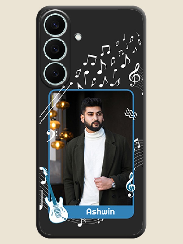 Musical Theme Design with Text on Photo On Space Black Custom Soft Matte Mobile Back Cover - Samsung Galaxy S26 FE 5G